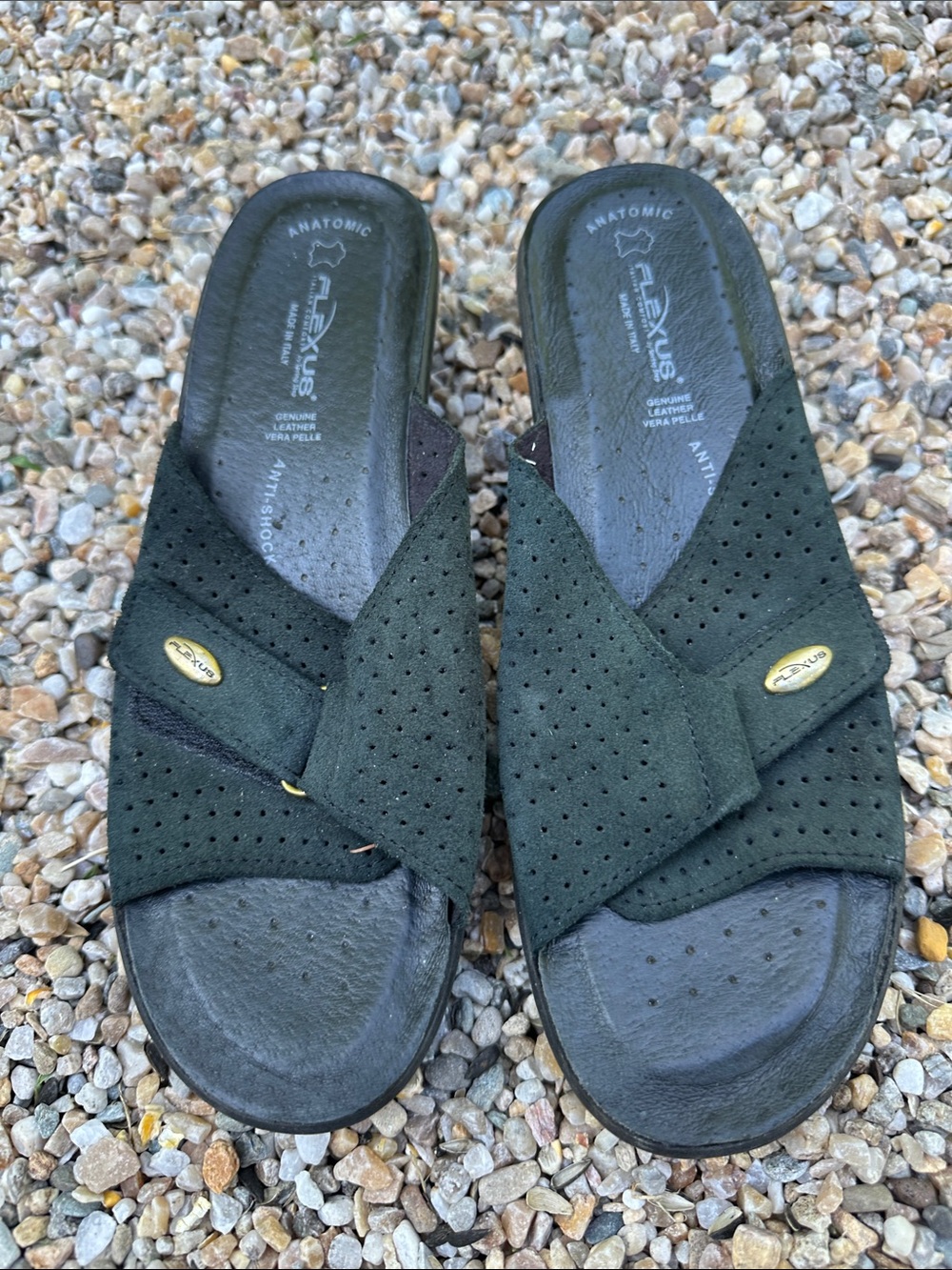 Flexus Women's Black Perforated Slide Sandals by Spring Step